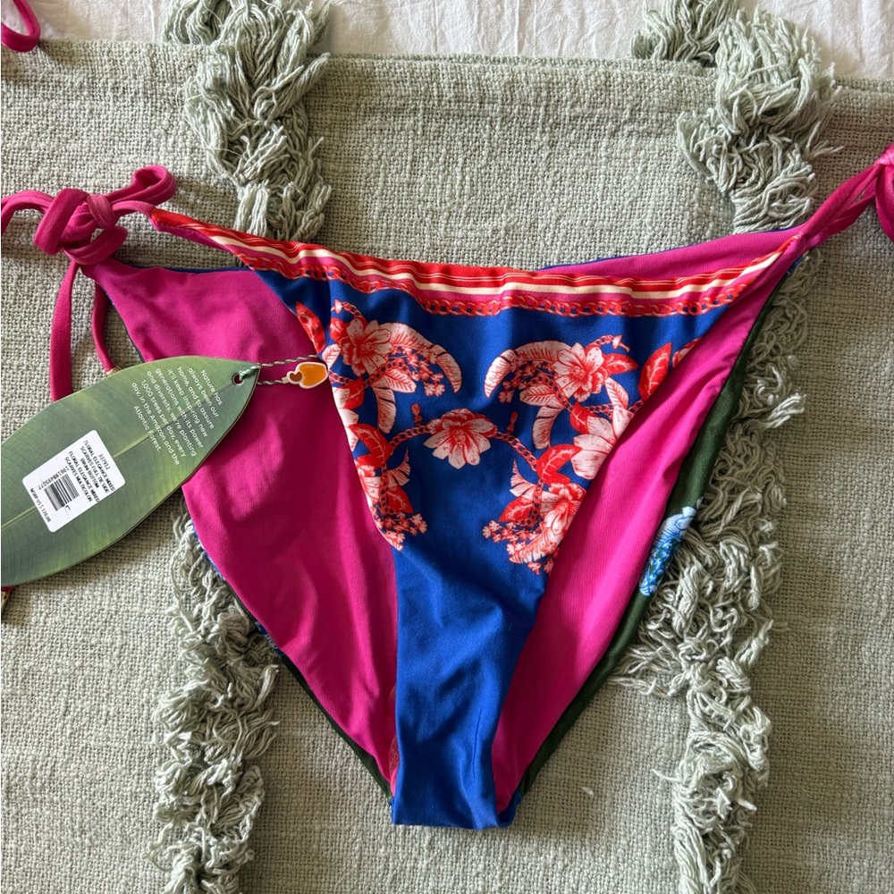 FARM Rio Pink and Blue Floral Bikini Bottom